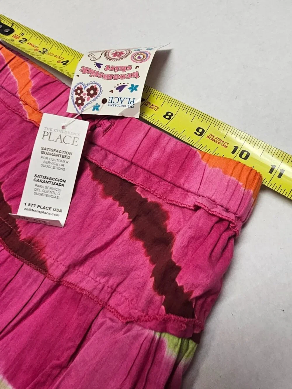 New The Childrens Place Girls Tie-Dye Tiered Skirt Multi Pink Ruffle Layered 8